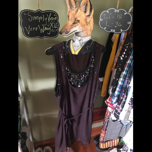 Sleeveless Dark Purple Sequin Vera Wang Dress - Picture 9 of 10